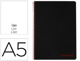 Cuaderno espiral Liderpapel Wonder A5 tapa plástico 120h micro 90g c/5mm. color negro